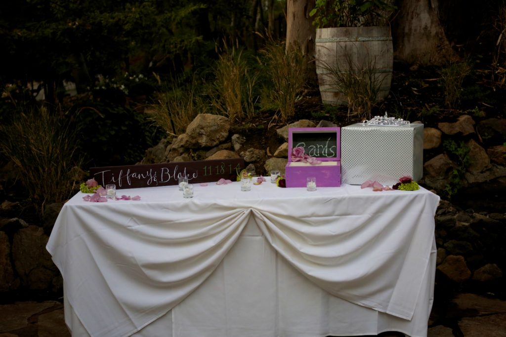 Rustic fall wedding at Calamigos Ranch, welcome table