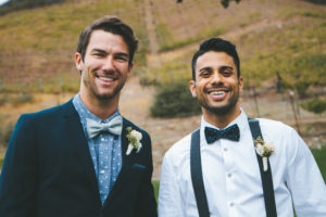 Rustic elegant styled wedding shoot, groom and groomsmen wearing bowties