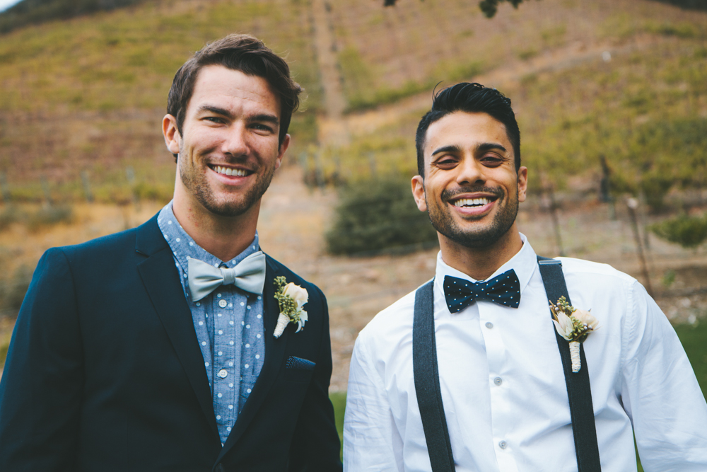 Rustic elegant styled wedding shoot, groom and groomsmen wearing bowties