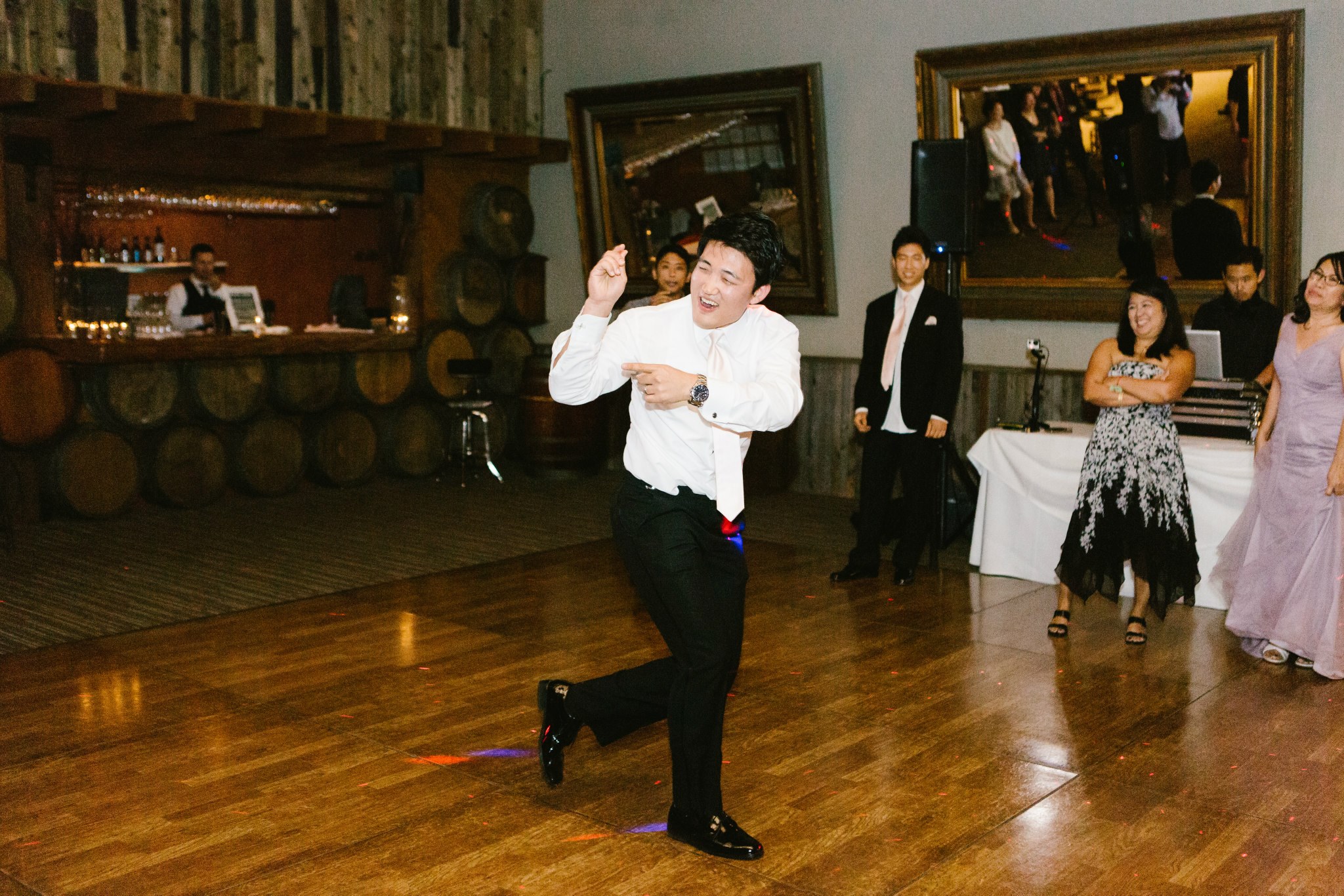 Rustic and elegant wedding at Calamigos Ranch in the Redwood room, reception dance off