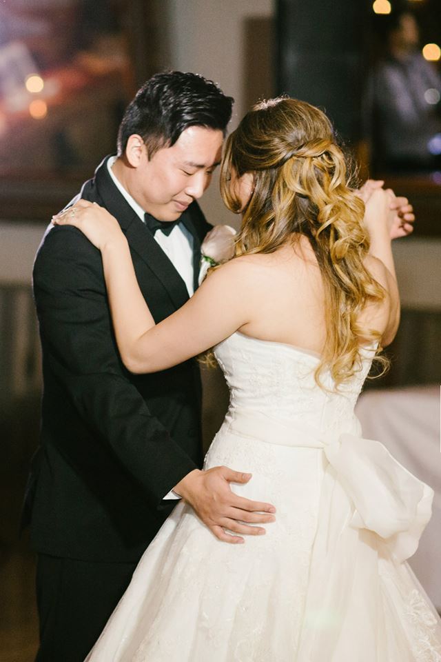 Rustic and elegant wedding at Calamigos Ranch in the Redwood room, bride and groom first dance