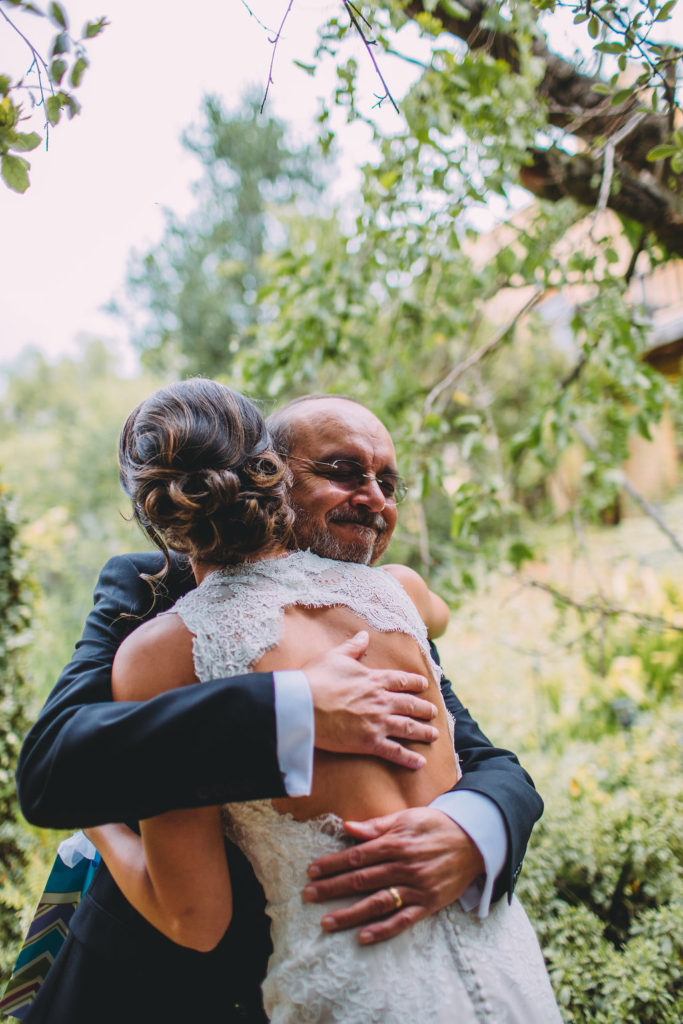 A garden wedding at Mermaid Mountain Inn, father of the bride first look