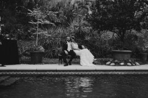 A garden wedding at Mermaid Mountain Inn, bride and groom portrait