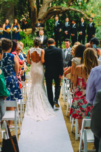 A garden wedding ceremony at Mermaid Mountain Inn