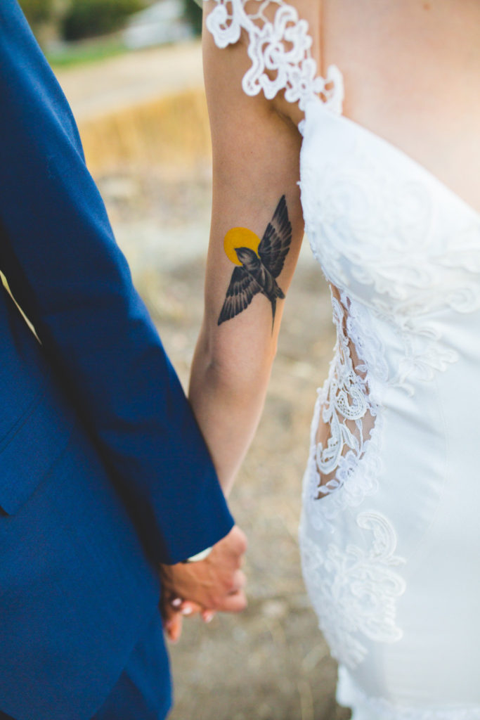 An intimate wedding at Triunfo Creek Vineyards, tattooed bride