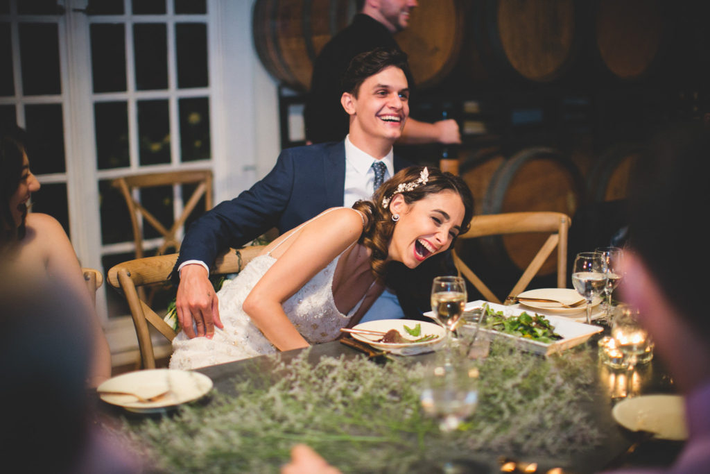An intimate wedding at Triunfo Creek Vineyards, bride and groom reception