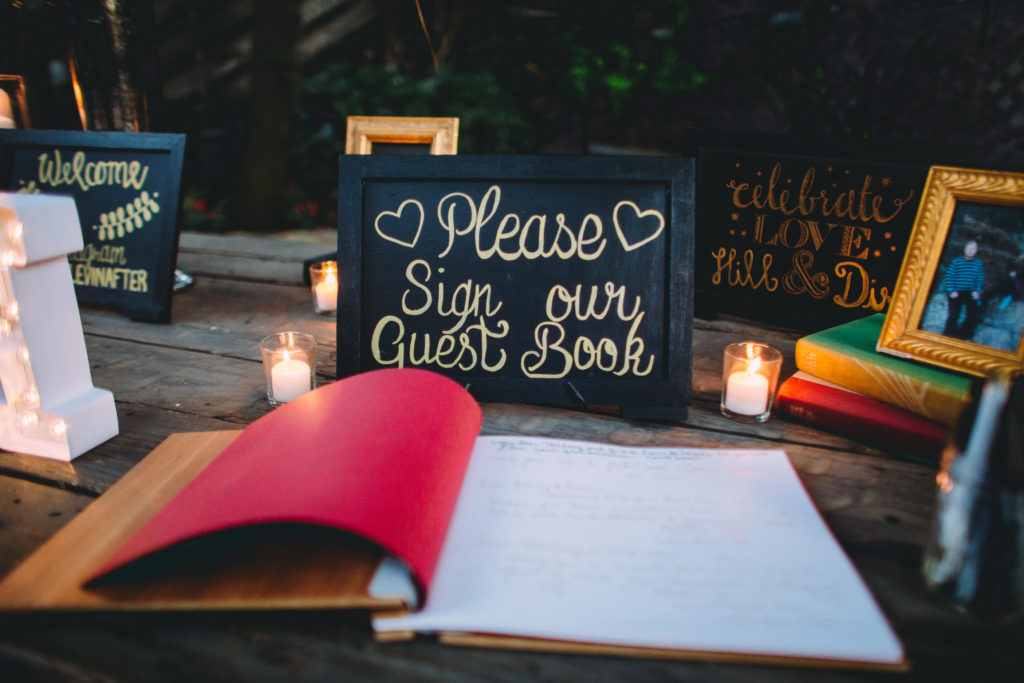 Fall Wedding at Calamigos Ranch, guest sign in book