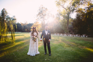 Fall Wedding at Calamigos Ranch, bride and groom portraits