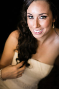 Classic and vintage wedding at Calamigos Ranch, bride loose curl updo hair and makeup