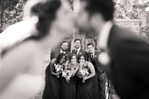 Classic and vintage wedding at Calamigos Ranch, wedding party photo