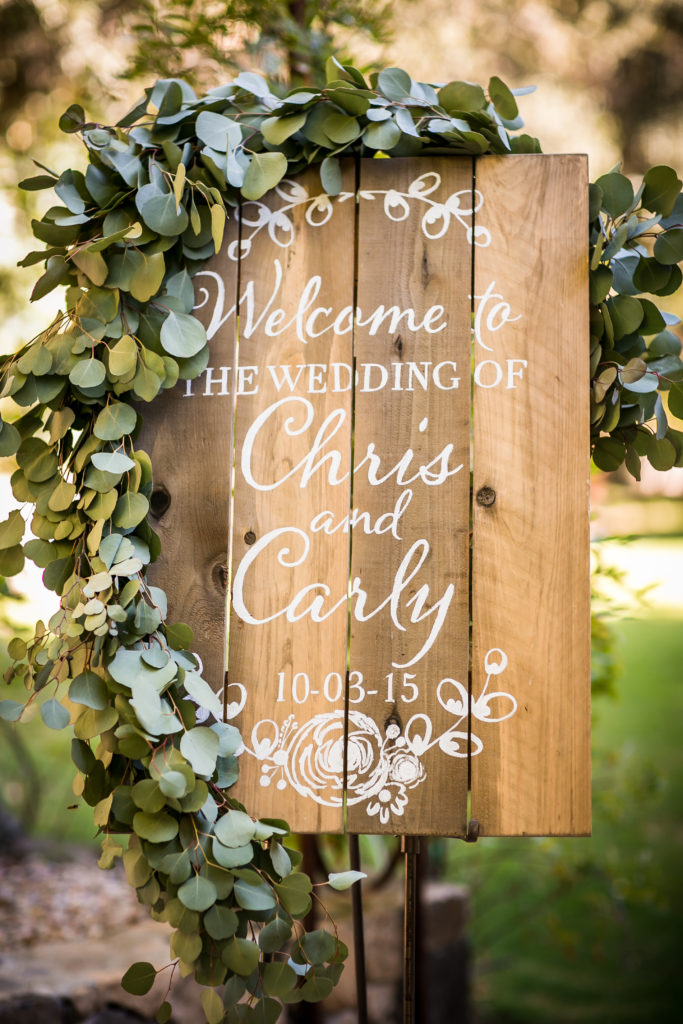 Classic and vintage wedding at Calamigos Ranch, welcome sign