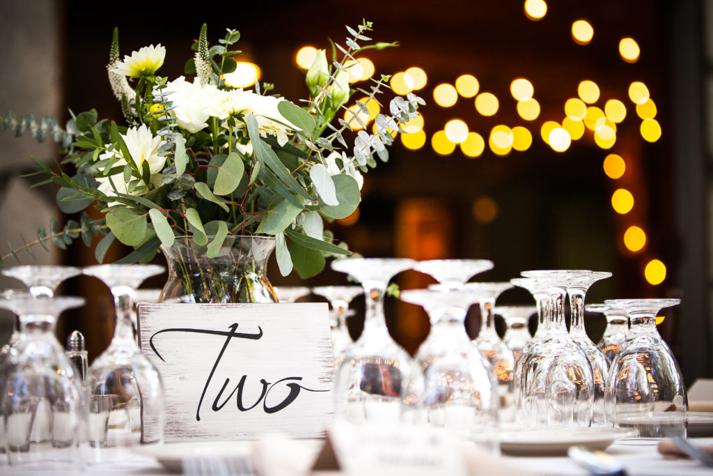 Classic and vintage wedding at Calamigos Ranch, reception at Ranch House, vintage rustic table number