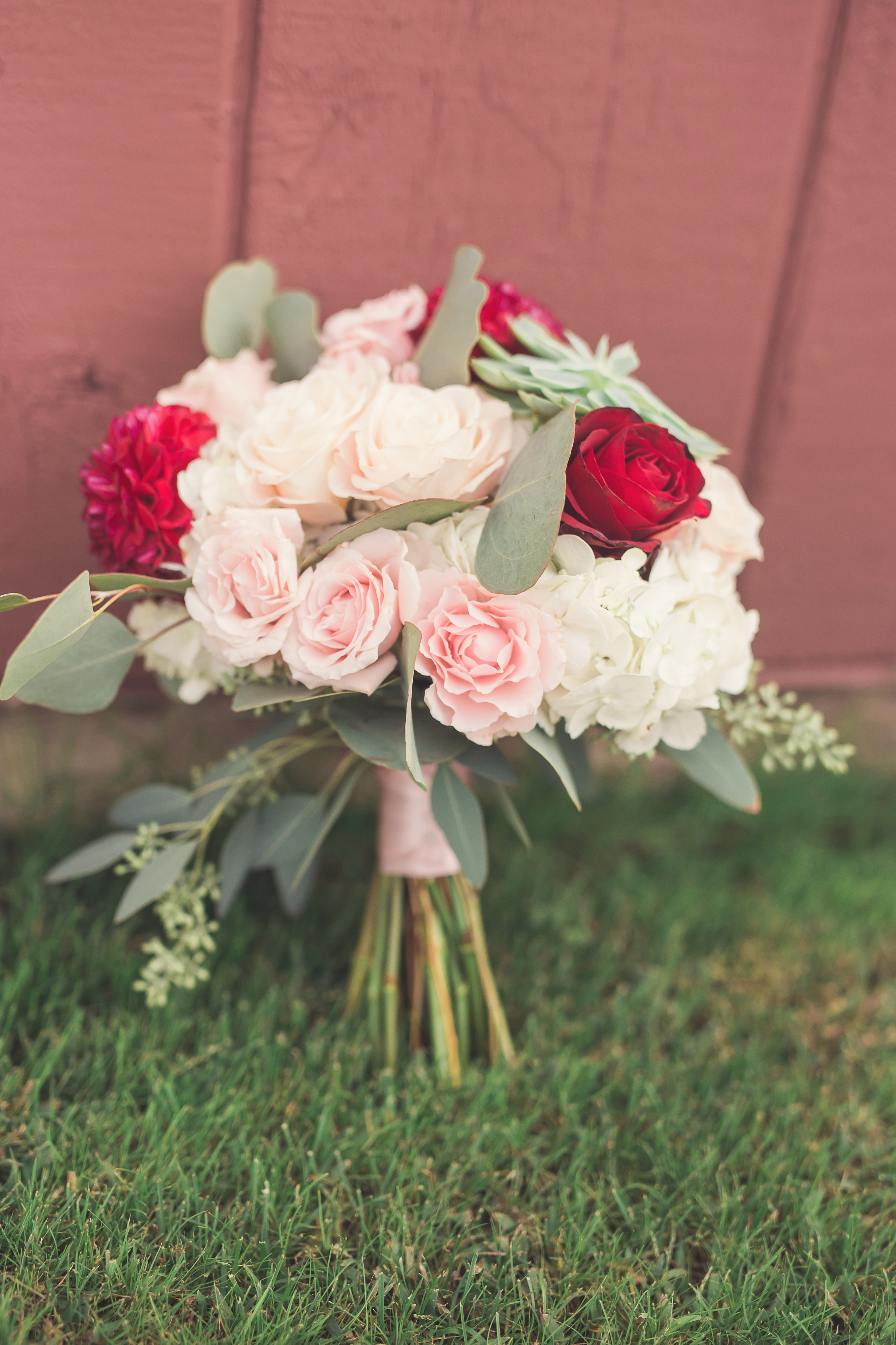 pink and red bridal bouquet