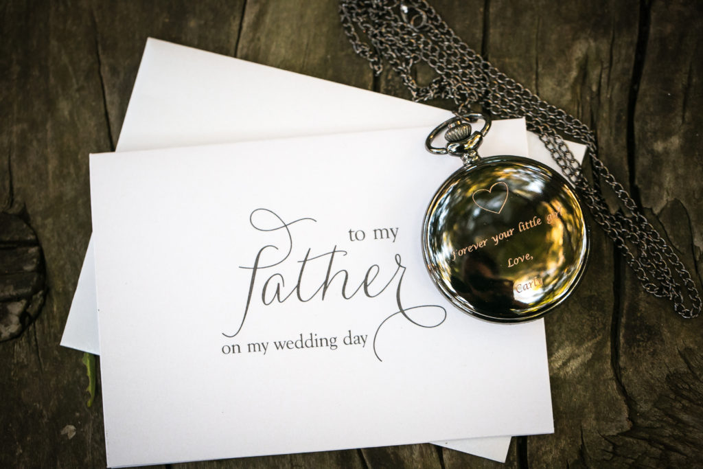 Classic and vintage wedding at Calamigos Ranch, father of the bride pocket watch