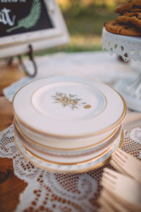 Saddlerock Ranch wedding Otis and Pearl vintage plates