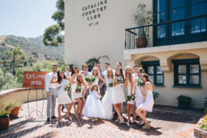 bridal party in white dresses