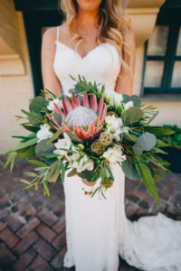 bridal bouquet with king protea