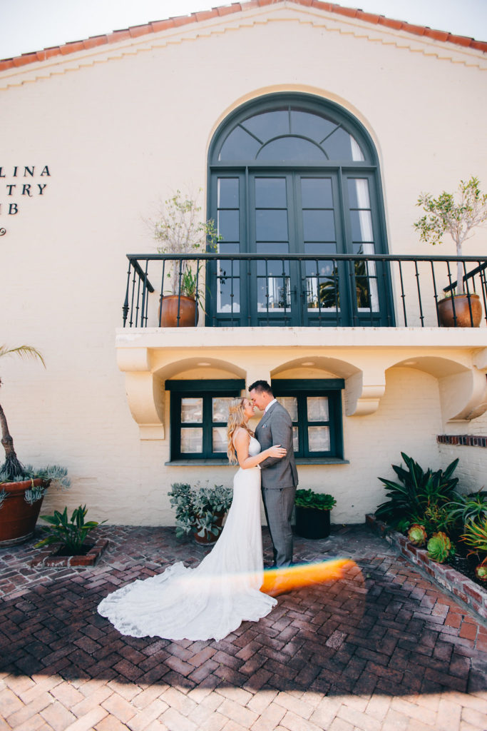 bride and groom portrait shot for Catalina Island brunch wedding