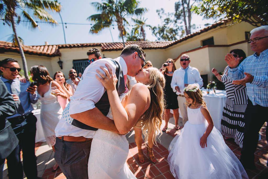 bride and groom dance in Catalina Island brunch wedding