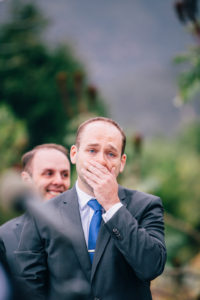 emotional groom during ceremony