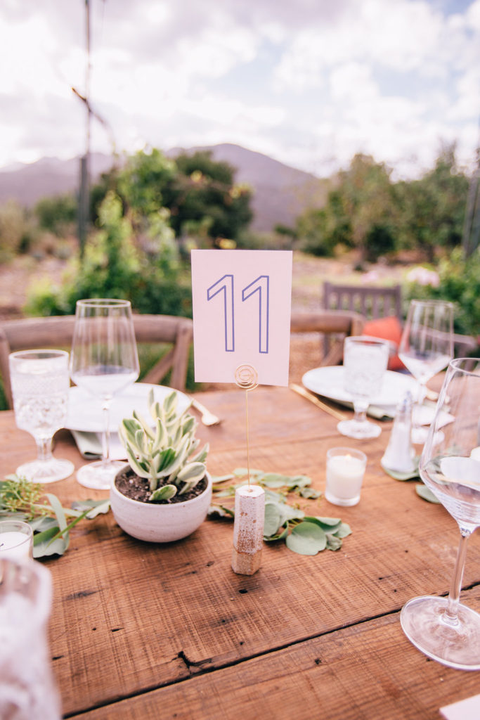 pink and blue table numbers