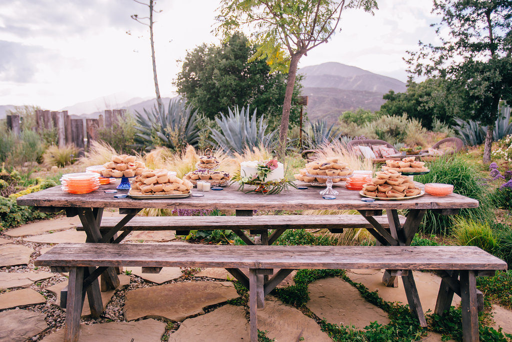 wedding dessert table in the desert