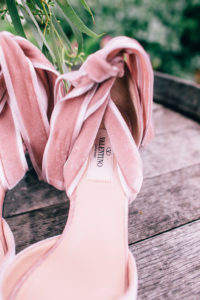 pink velvet bridal shoes
