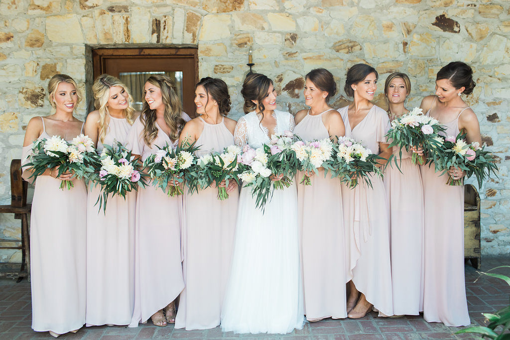 Holman Ranch Wedding Northern California Wedding Blush and Pink Bridesmaids dresses