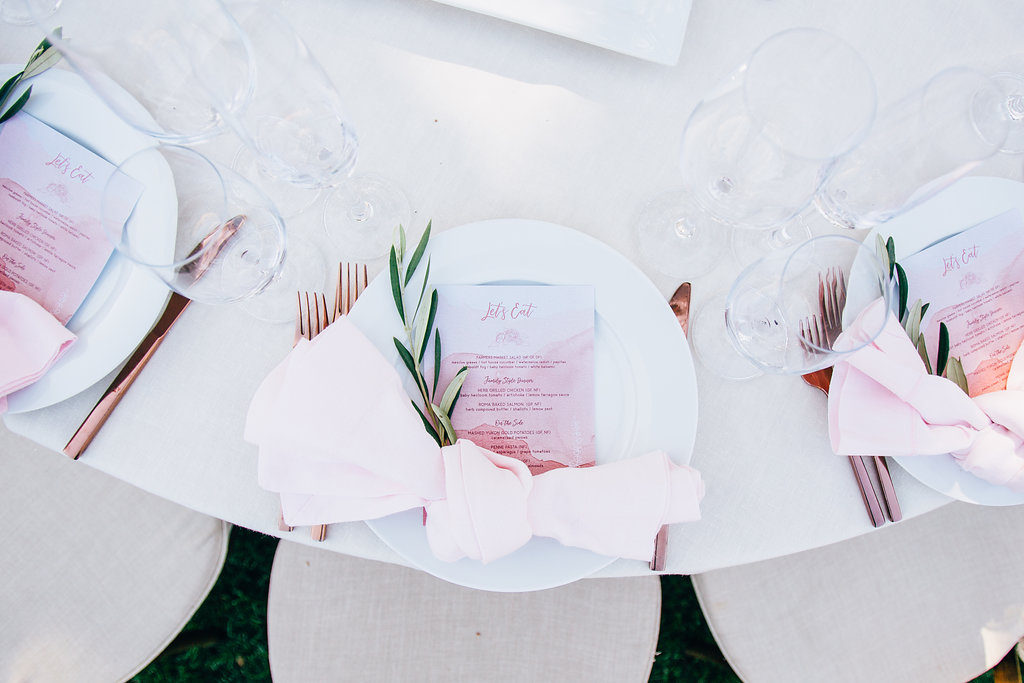 Wedding Place Setting Dinner Menus Ombre