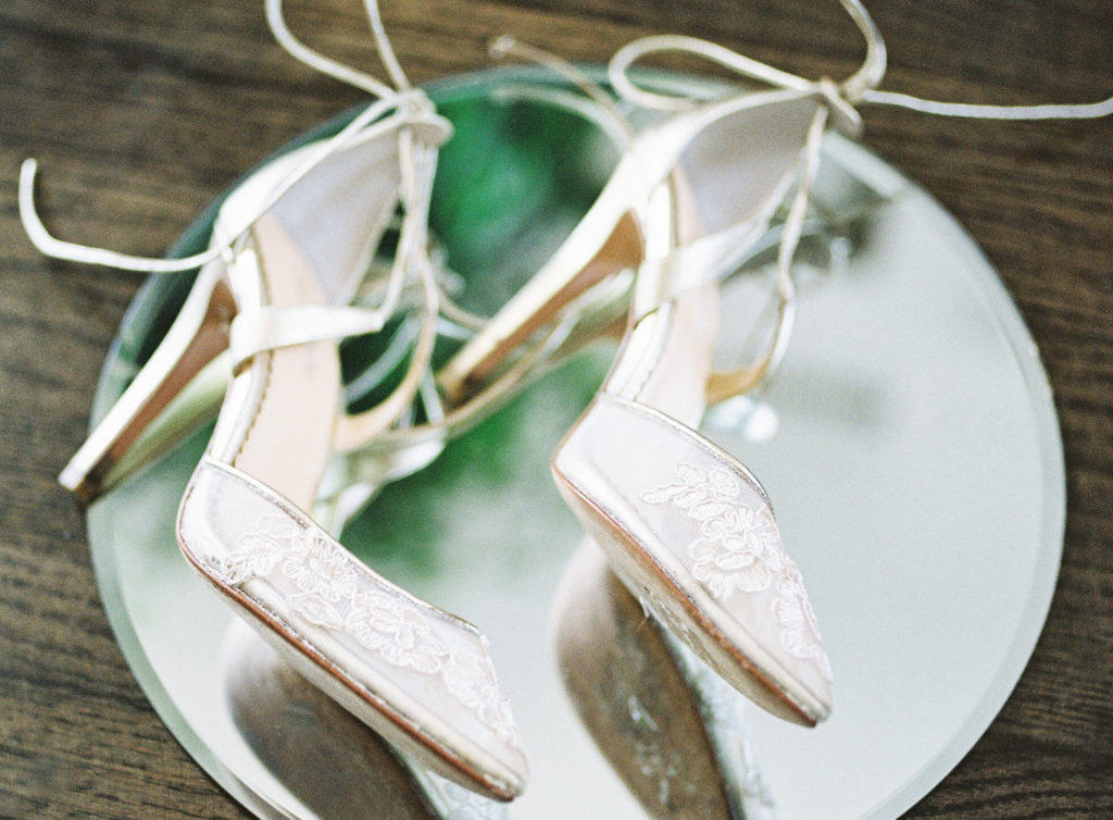 White lace bridal wedding shoes