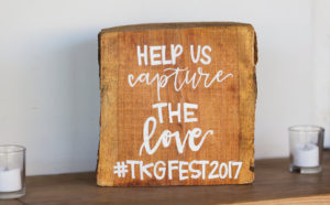 Instagram hashtag sign made from a wood log