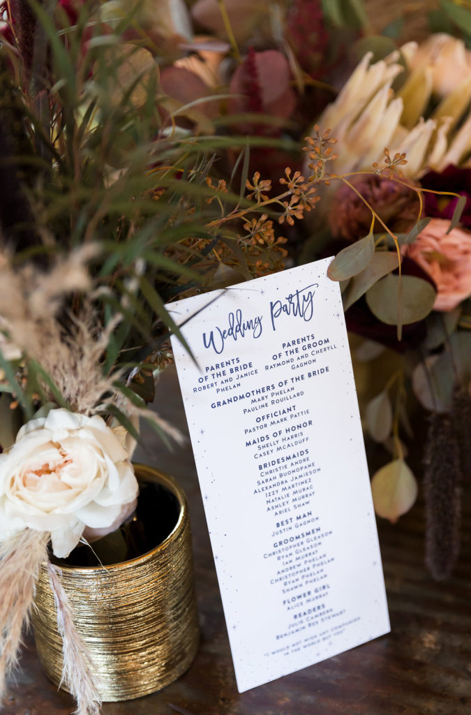 Ceremony Program Stationery and florals