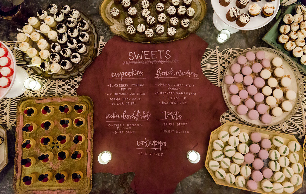Dessert sign made from leather