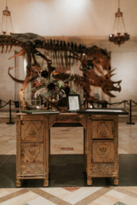 Natural History Museum Wedding Welcome Table with Dinosaur