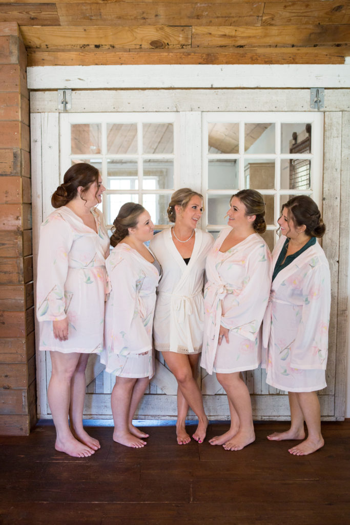Triunfo Creek Vineyards wedding, bridal party in robes getting ready photos