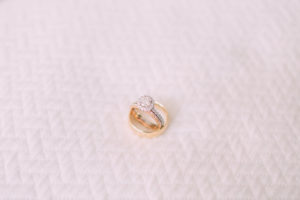 gold wedding ring and band