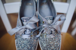 silver sequined kate spade keds, bridal shoes, non traditional bridal shoes, bridal tennis shoes