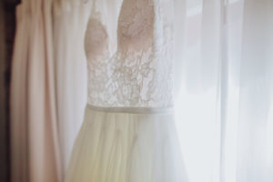 White lace bodice wedding dress