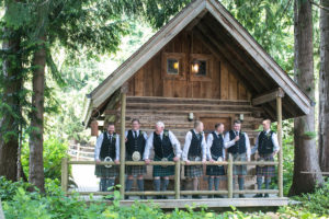 Green Gates at Flowing Lake wedding, celtic inspired wedding, traditional scottish groomsmen tartan kilt