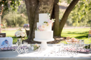 Triunfo Creek Vineyards wedding reception cake and dessert table
