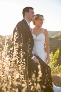 Triunfo Creek Vineyards wedding, bride and groom sunset photos