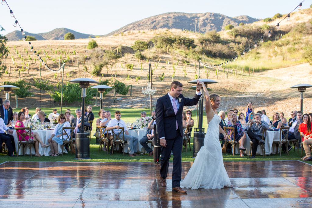 Triunfo Creek Vineyards wedding, bride and groom first dance