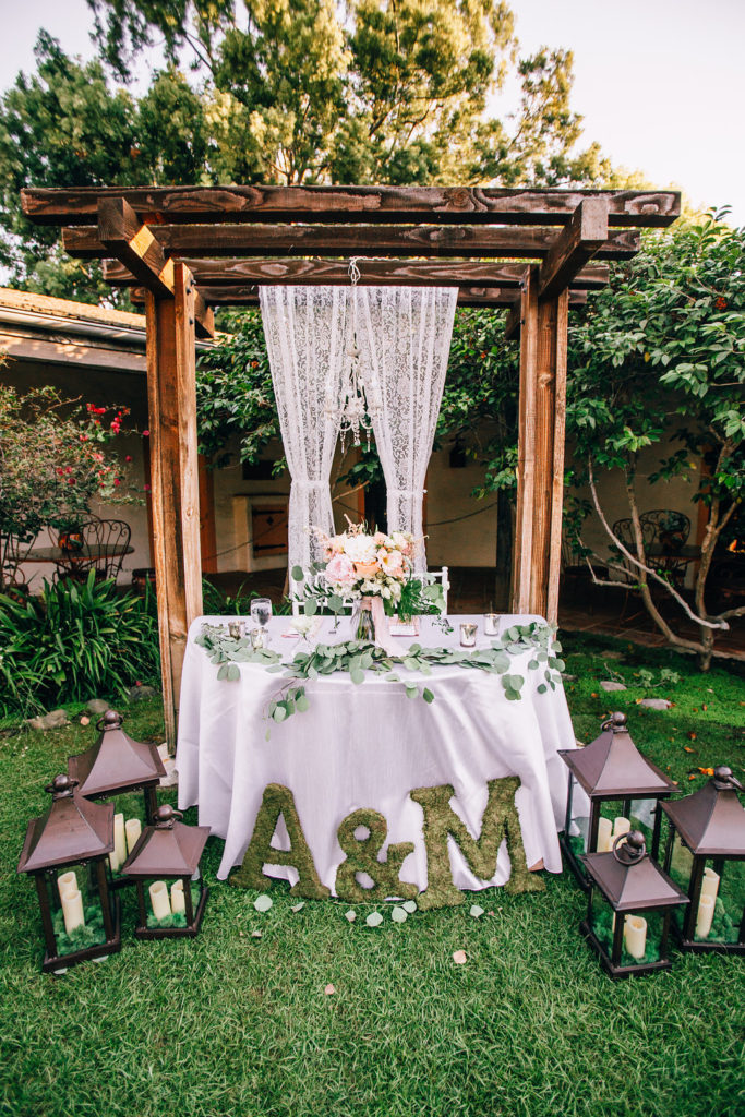 Rancho Buena Vista Adobe wedding reception sweetheart table