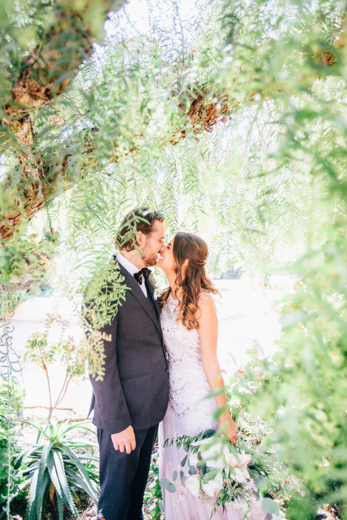 Rancho Buena Vista Adobe wedding, outdoor bride and groom portrait