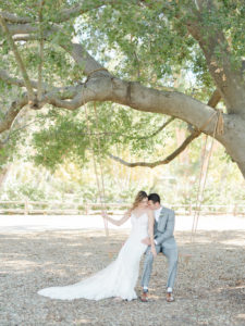Triunfo Creek Vineyard wedding, wedding tree swing