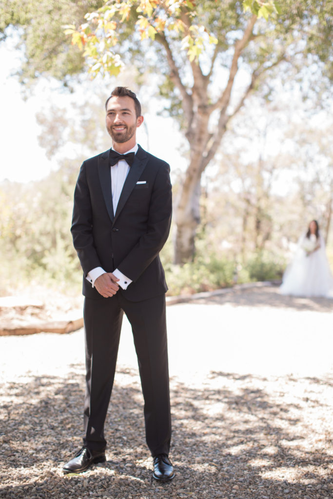 wedding at Sogno del Fiore winery in Santa Ynez, first look between bride and groom