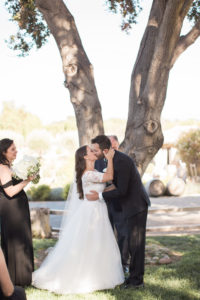 Sogno del fiore wedding ceremony in Santa Ynez winery, first kiss