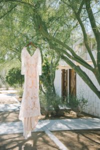 Wedding at the Ace Hotel in Palm Springs, long sleeve wedding dress