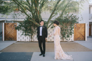 Ace Hotel wedding in Palm Springs first look