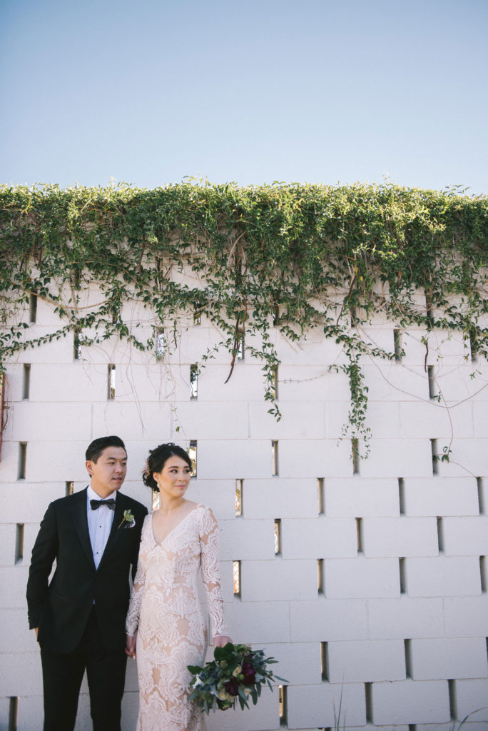Ace Hotel wedding in Palm Springs bride and groom portrait shot
